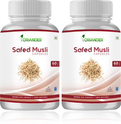 

Oriander 100% Natural & Organic Safed Musli 800 Mg 60 Capsules(180 g)