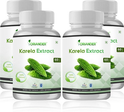 

oriander oriander 100% natural, pure & organic karela extract 800 Mg 60 capsules (pack of 4)(360 g)
