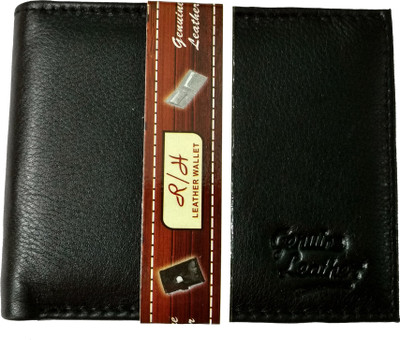 

R H Leather Boys Black Genuine Leather Wallet(8 Card Slots)