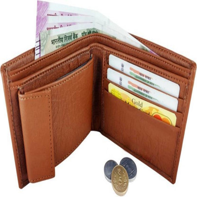 

SP Men Tan Artificial Leather Wallet(9 Card Slots)