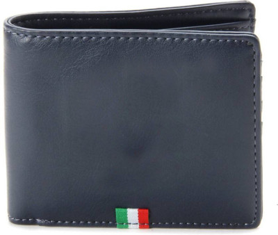 vrom Men Blue Genuine Leather Wallet(3 Card Slots)