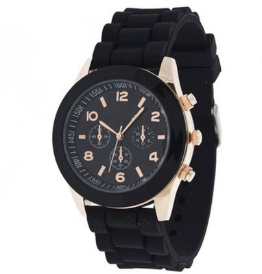 PMAX Geneva Platinum Black Silicon Strap Analoge Watch For Boys And Girls Watch - For Men & Women