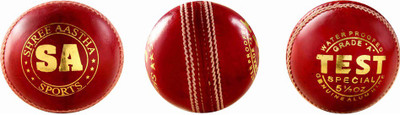 

SA Sports TEST Cricket Leather Ball(Pack of 3, Red)