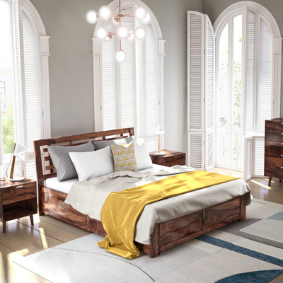 Flipkart Perfect Homes PureWood Sheesham King Box Bed(Finish Color - Provincial Teak)