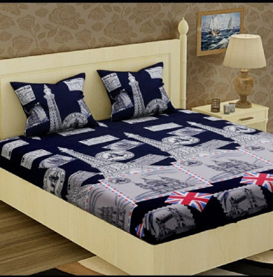 

MH DÉCOR 140 TC Polycotton Double Printed Bedsheet(Pack of 1, Multicolor)