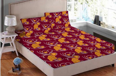 

Astra 140 TC Polycotton Double Floral Bedsheet(Pack of 1, Maroon)