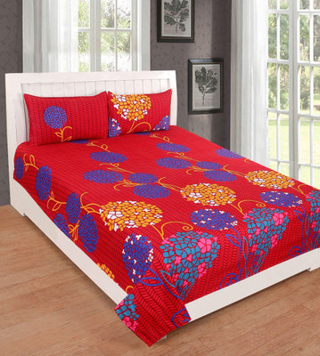 

Astra 140 TC Polycotton Double Printed Bedsheet(Pack of 1, Red)