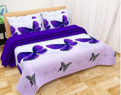 

Astra 140 TC Polycotton Double Printed Bedsheet(Pack of 1, White)