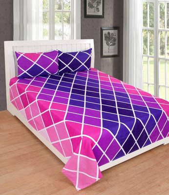 

Astra 140 TC Polycotton Double Striped Bedsheet(Pack of 1, Pink)