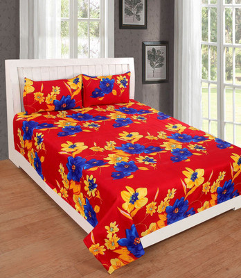 

Astra 140 TC Polycotton Double Floral Bedsheet(Pack of 1, Red)