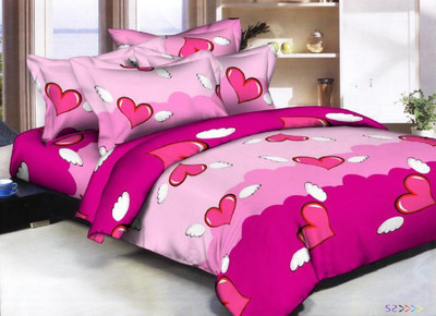 

FreshFabrics 140 TC Polycotton Double Floral Bedsheet(Pack of 1, Pink)