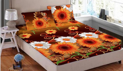 

MH DÉCOR 140 TC Polycotton Double Floral Bedsheet(Pack of 1, Multicolor)