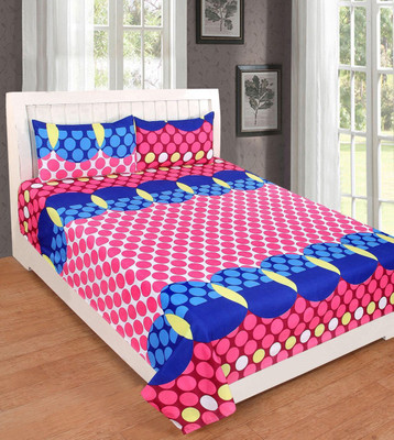 

MH DÉCOR 140 TC Polycotton Double Polka Bedsheet(Pack of 1, Multicolor)