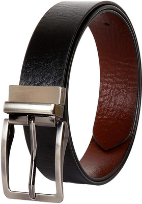 

LAER Men Formal Black Genuine Leather Reversible Belt