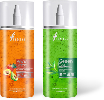 

Femiss Peach-GreenTea Body Wash(500 ml, Pack of 2)