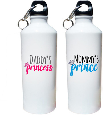 

red buzz spill proof sipper water bottles for siblings,daddy's lil girl + mommy's princess printed water bottle for siblings, gifts for brother sister combo set of two 750 Sipper(Pack of 2, Multicolor), White