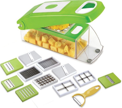 

THUNDERFIT 12-in-1 -SLICER-NICER-DICER CHOPPER-100 Vegetable & Fruit Chopper(12 Dicer Chopper), Green