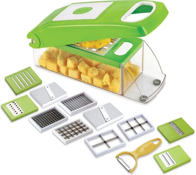 

THUNDERFIT 12-in-1 -SLICER-NICER-DICER CHOPPER-111 Vegetable & Fruit Chopper(12 Dicer Chopper), Green
