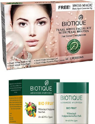 

BIOTIQUE BIO Bio Pearl White Facial Kit, Bio Fruit Face Pack(Set of 2)
