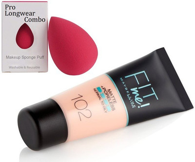 

Pro longwear combo Sponge puff & Fit me matte +Poreless foundation(Set of 2)