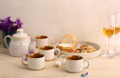 

caffeine NT204B Stoneware(White, Brown, Pack of 6)
