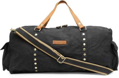 

The House of Tara (Expandable) Special Coated Canvas Large Gym Travel Duffel Bag(Black)