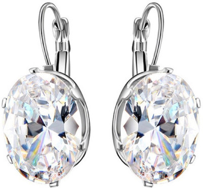 Oomphelicious Silver Plated Oversized Oval Cubic Zirconia Cubic Zirconia Brass Drops & Danglers