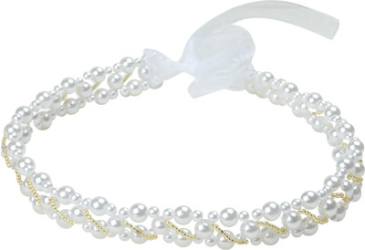 

Aarushi Creations Golden chain pearl tiara Hair Chain, Hair Band, Head Band(White, Gold)