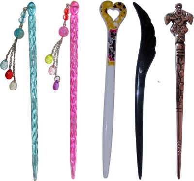 

MEHAKA Combo of Multi Color Juda Sticks Bun Stick(Multicolor)