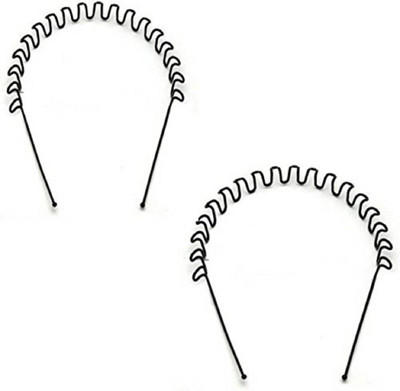 

JAMPAK Hair Band Girl Women Men Boy ZigZag Wavy Hair Band Daily Use Black Metal Curler Unisex Wavy Black Hair Band Hair Band(Black)