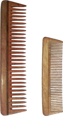 

Ginni Marketing Combo of 2 Neem Wood Combs (detangler:regular size-7.5" and small/baby-5" )