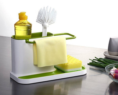 

Italish 3 IN 1 Kitchen Sink Dishwasher liquid & Brush Holder Stand(White)