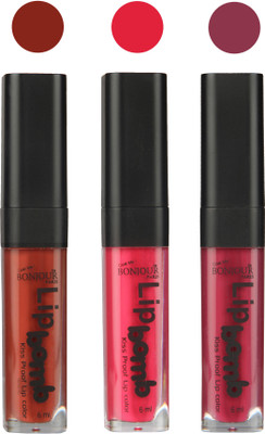 

Bonjour Paris Long lasting velvet matte lipstick(tan, pink, wine, 18 g)