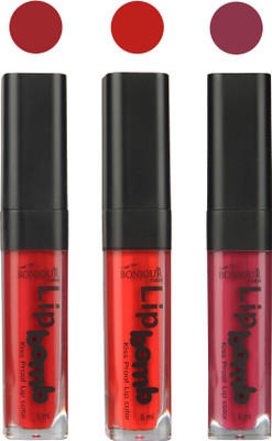 

Bonjour Paris Long lasting velvet matte lipstick(red, bunt amber, wine, 18 g)