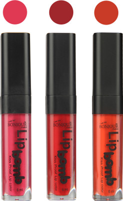 

Bonjour Paris Long lasting velvet matte lipstick(Hot pink, red, brick orange, 18 g)
