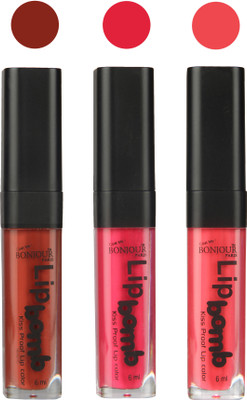 

Bonjour Paris Long lasting velvet matte lipstick(tan, pink, peach, 18 g)