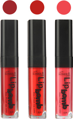 

Bonjour Paris Long lasting velvet matte lipstick(red, bunt amber, peach, 18 g)