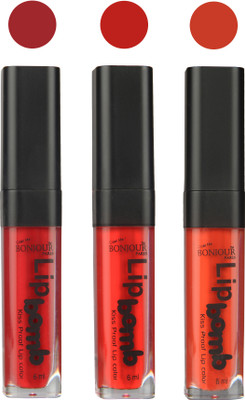 

Bonjour Paris Long lasting velvet matte lipstick(red, bunt amber, brick orange, 18 g)