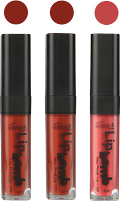

Bonjour Paris Long lasting velvet matte lipstick(bunt amber, tan, wild blush, 18 g)