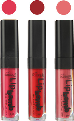 

Bonjour Paris Long lasting velvet matte lipstick(Hot pink, red, nude, 18 g)
