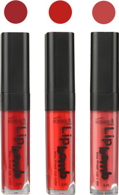 

Bonjour Paris Long lasting velvet matte lipstick(red, bunt amber, wild blush, 18 g)
