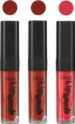 

Bonjour Paris Long lasting velvet matte lipstick(bunt amber, tan, irresistble pink, 18 g)