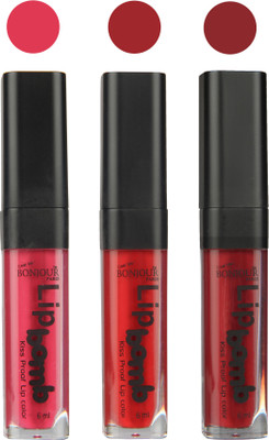 

Bonjour Paris Long lasting velvet matte lipstick(Hot pink, red, mauve, 18 g)