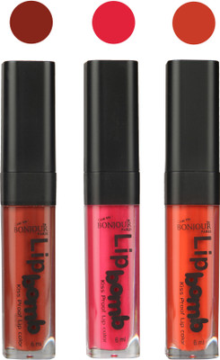 

Bonjour Paris Long lasting velvet matte lipstick(tan, pink, brick orange, 18 g)