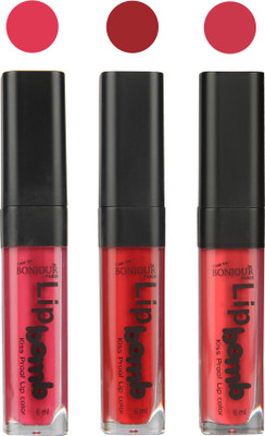 

Bonjour Paris Long lasting velvet matte lipstick(Hot pink, red, irresistble pink, 18 g)