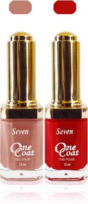 

Seven one coat velvet matte nail polish exclusive color range set of 2 red l brown(Pack of 2)