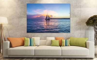 saf SHIP SPARKLE COATEDSELF ADHESIVE WITHOUT FRAME Digital Reprint 24 inch x 36 inch Painting(Without Frame)