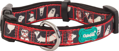 Chumbak Dog Faces Stripes S01 Dog Everyday Collar(, Black