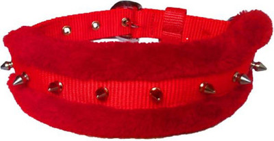 

PET HUB Dog Collar & Leash(, RED 1.25 inch  Nylon Spike Dog Collar & Leash WITH SOFT MINK FUR PADDED, Red 1.25 inch large nylon spike dog collar & leash with soft mink fur padded