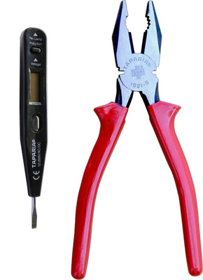 TAPARIA 8 inch cutting plier heavy duty and multipurpose digital line tester with lcd display and neon bulbs pack of 2 Hand Tool Kit(2 Tools)